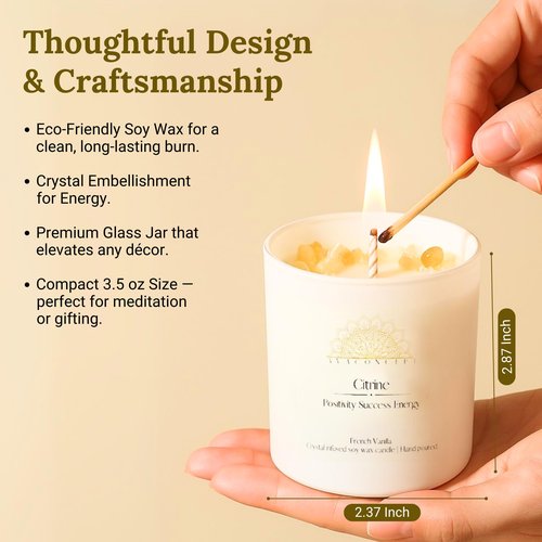 AVACONCEPT Amethyst & Smoky Quartz Crystal Candle Gift Set - 2-Pack Hand-Poured Soy Wax - Lavender Vanilla & Sea Salt Driftwood Aromatherapy Candles (3, Ametyst & Citrine & Lazurite)