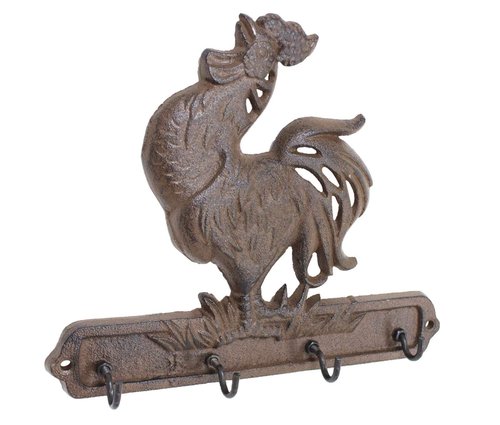 Cast Iron Crowing Rooster Key Rack