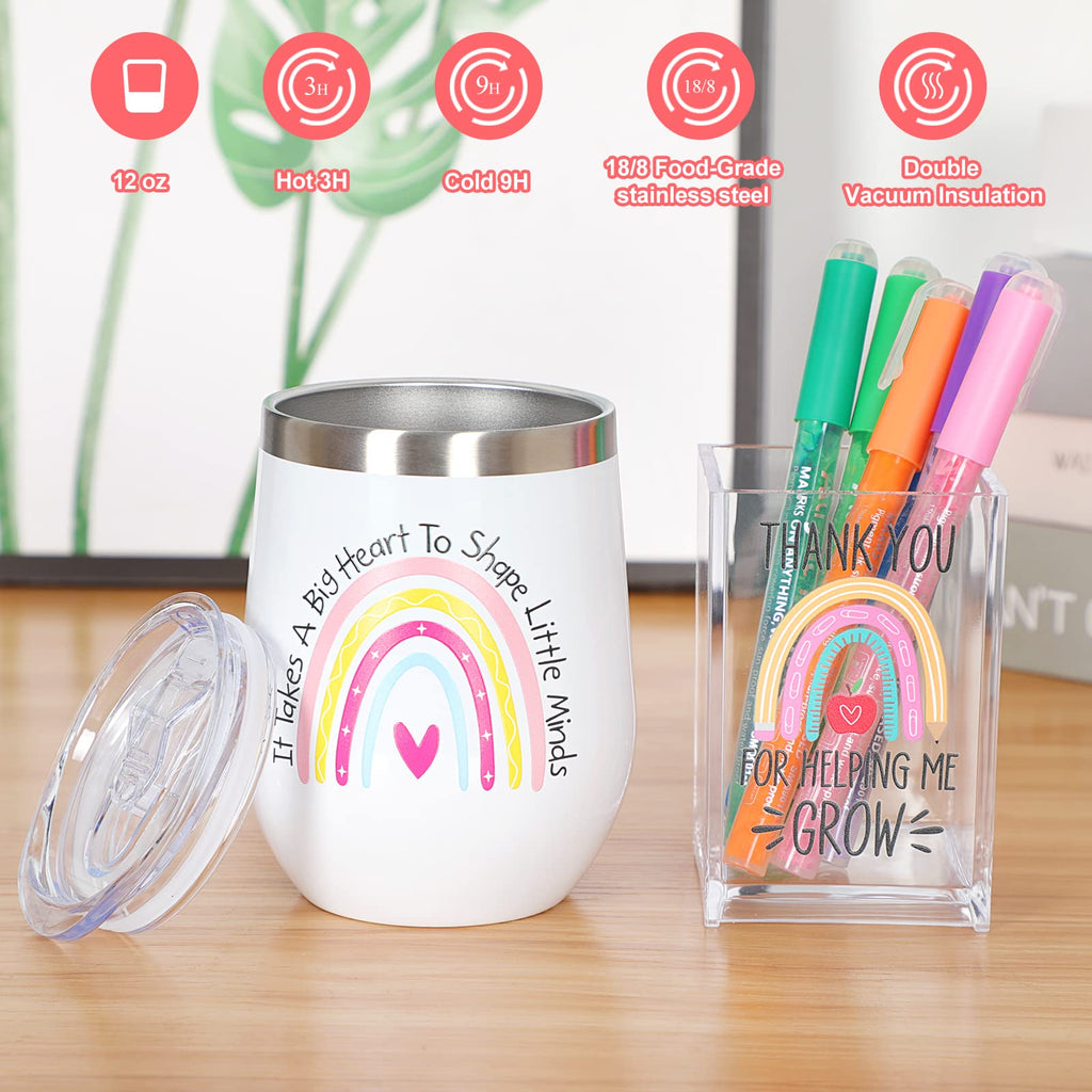 NaiCeay Best Teacher Appreciation Gifts for Women, Christmas, Birthday, Back to School, Thank You Gifts for Teacher, 12 oz Tumbler Gift Basket