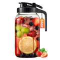 64oz Glass Pitcher with Lid & Spout – 2 Quart Mason Jars, Airtight & Leakproof Breastmilk Pitcher for Cold Brew Coffee, Sun Tea, Water, Juice – Wide Mouth, Fridge Safe