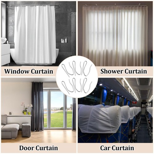 MOWPOG 140 PCS Metal Curtain Hooks for Drapes, 1.2 in Rustproof Drapery Pins for Pinch Pleat Curtain, S-Shaped Pin-On Hook for Window, Door, Shower, RV Curtains