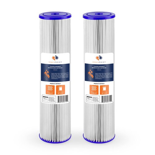 Aquaboon 5 Micron 20 x 4.5 Whole House Pleated Water Sediment Filter Replacement Water Filter Cartridge Compatible with ECP5-20BB, SPC-45-2005, 2-Pack