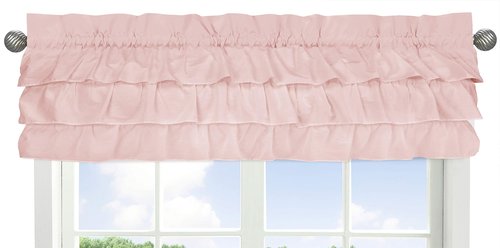 Sweet Jojo Designs Solid Color Blush Pink Shabby Chic Ruffle Window Treatment Valance for Harper Collection