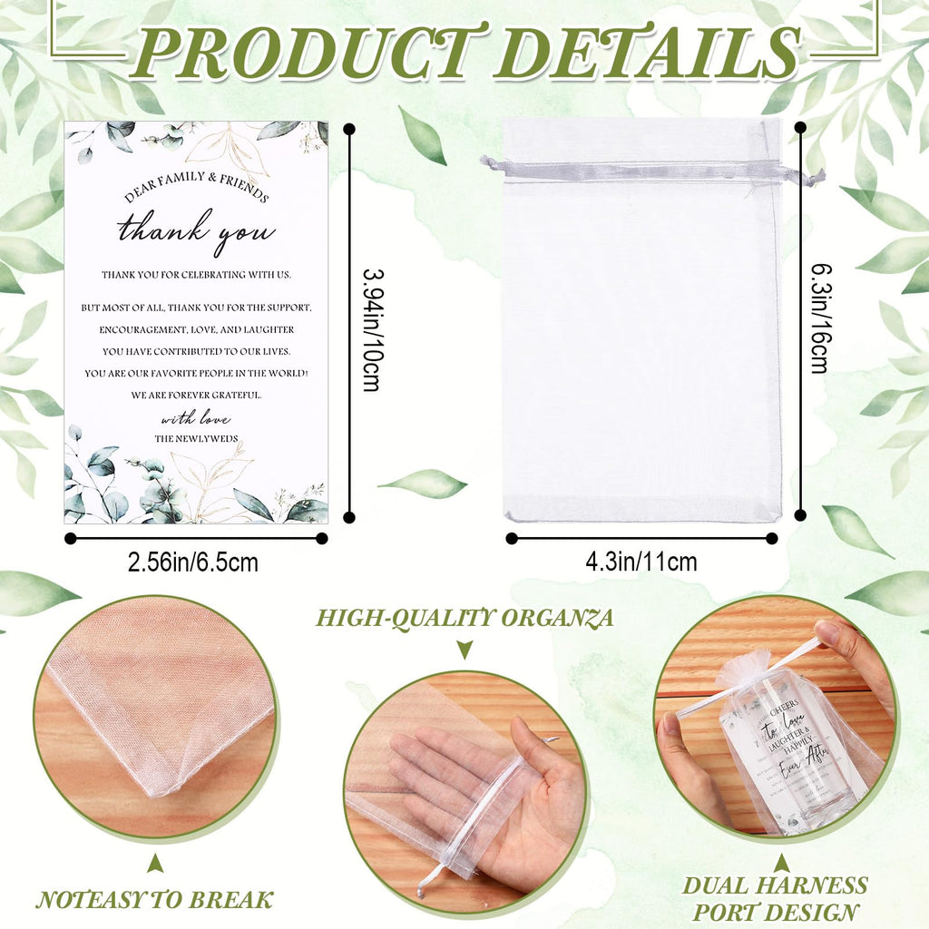Sliner 100 Set Wedding Favors for Guests Bulk 2oz Acrylic Cheers to Love Shot Glasses with Thank You Cards Organza Bags for Guest Souvenirs (Cylinder,Cheers to Love Laughter and Happily Ever After)