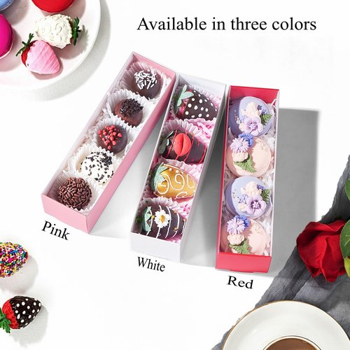 12Pcs 8x2.2x2 Inches Mcaron,Truffle,Chocolate Boxes Empty Bakery Boxes for Chocolate Covered Strawberry,Bonbon,Sweets & Party Favors