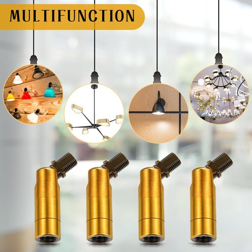 Tondiamo 4 Pcs Golden Sloped Ceiling Light Adapter 180 Degree Pendant Suspension Canopy for Chandelier Track Ceiling Lamp Pendant Vaulted Overhead Light Hanging Helper for Vaulted or Angled Overhead