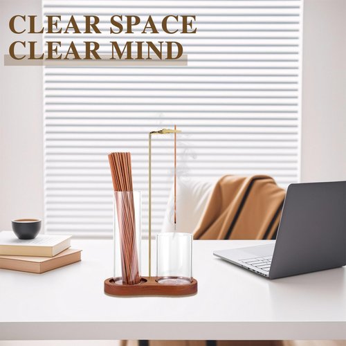 2 in 1 Incense Holder for Sticks with Glass Ash Catcher, Anti-Ash Flying Upside Down Insence Stick Burner, Modern Vertical Inscents-Sticks Holder for Yoga Spa Meditation Home Decor