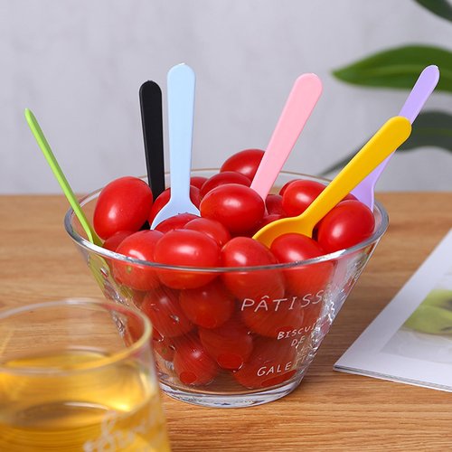 100PCS Disposable Plastic Sporks, Individually Wrapped Forks for Ice Cream, Cake, 4.2 Inch Mini Spoons and Sporks for Desserts, Yogurt, Fruit, Salad （Pink）