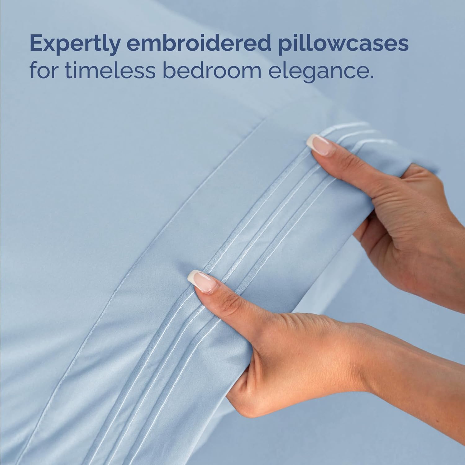 Skiennix Twin Size Sheet Set - Comfy Cooling Bed Sheets for All Ages - Deep Pockets, Soft & Wrinkle-Free - Light Blue