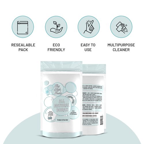 Natural Borax Powder 2 lb - Made in the USA, All-Purpose Cleaner & Laundry Booster, Resealable Eco-Friendly Bag, Multi-Use Household Essential. Due to tariffs packaging may vary.