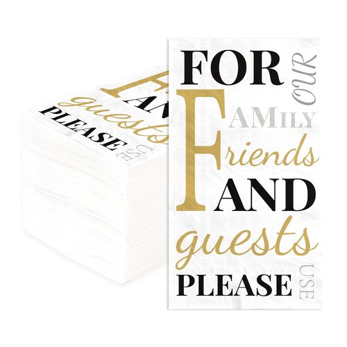 100 Pcs Friends & Family Paper Napkins 3 Ply Home Range Disposable Absorbent Hand Towels Soft Guest Napkins for Home Kitchen Bathroom Wedding Shower Bathroom Kitchen Supplies Decorations