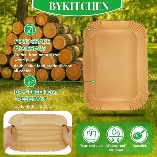 BYKITCHEN Air Fryer Liners - 300PCS Disposable Parchment Paper for Ninja Dual Airfryer | Compatible with DZ201, DZ401, DZ550 & Bella Slim