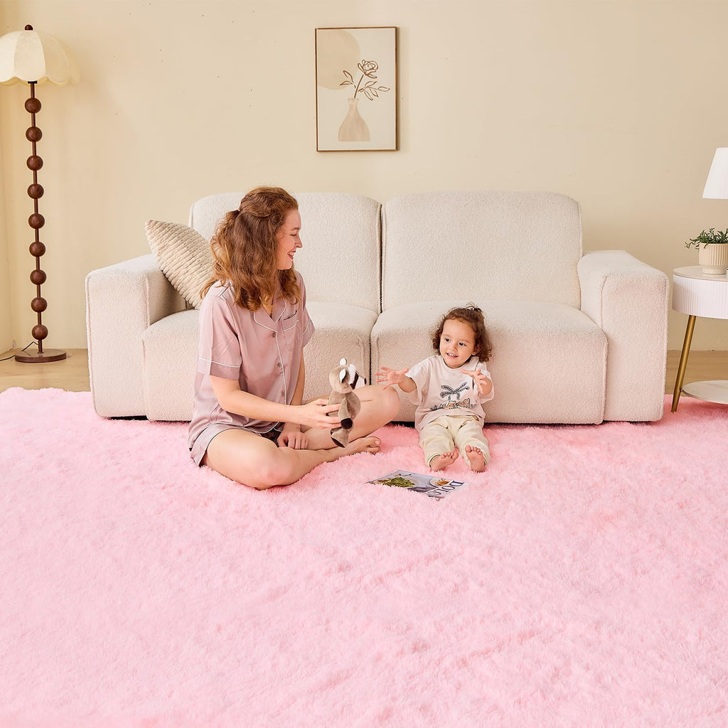 OPPODREAM 4x6 Pink Rugs for Bedroom, Ultra-Soft Fluffy Area Rugs for Living Room, 4 x 6 Shag Carpet for Nursery, Kids, Girl, Boy, Baby, Plush, Fuzzy, Shaggy, Cute Home Decor