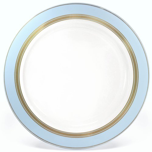 " OCCASIONS " 40 Piece Chargers pack Wedding Party 12'' Disposable Plastic Charger Plates/Chargers (Ritz Blue & Gold)