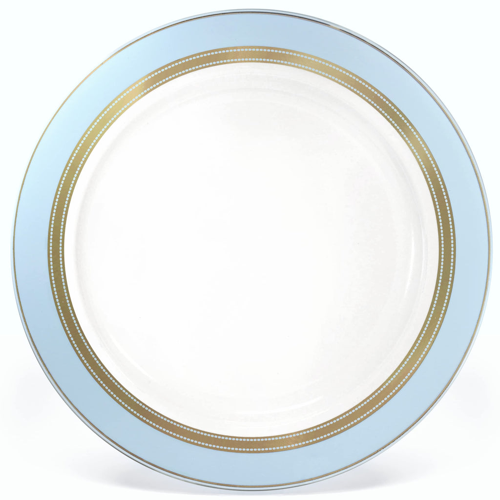 OCCASIONS 40 Pack Disposable Blue Charger Plates 12'' (Ritz Blue & Gold)