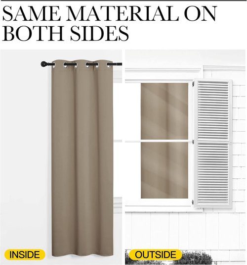 NICETOWN Blackout Curtain Panels - Thermal Insulated Grommet Drapes for Basement | Taupe, 29x45 Inch (1 Pair)