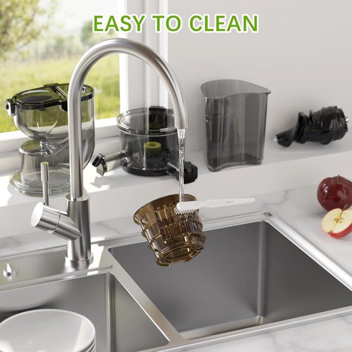 Cold Press Juicer, 3.2" Feed Chute with Dual Strainers (Juice & Sorbet), Cold Press Juicer For Whole Fruits & Vegetables, Juicer Machines with BPA Free (Gray)