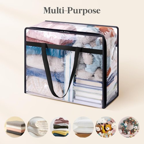 Lifewit 40L Clear Clothes Storage Bags - 8 Pack Vinyl Zipper Organizers for Bedding & Comforters