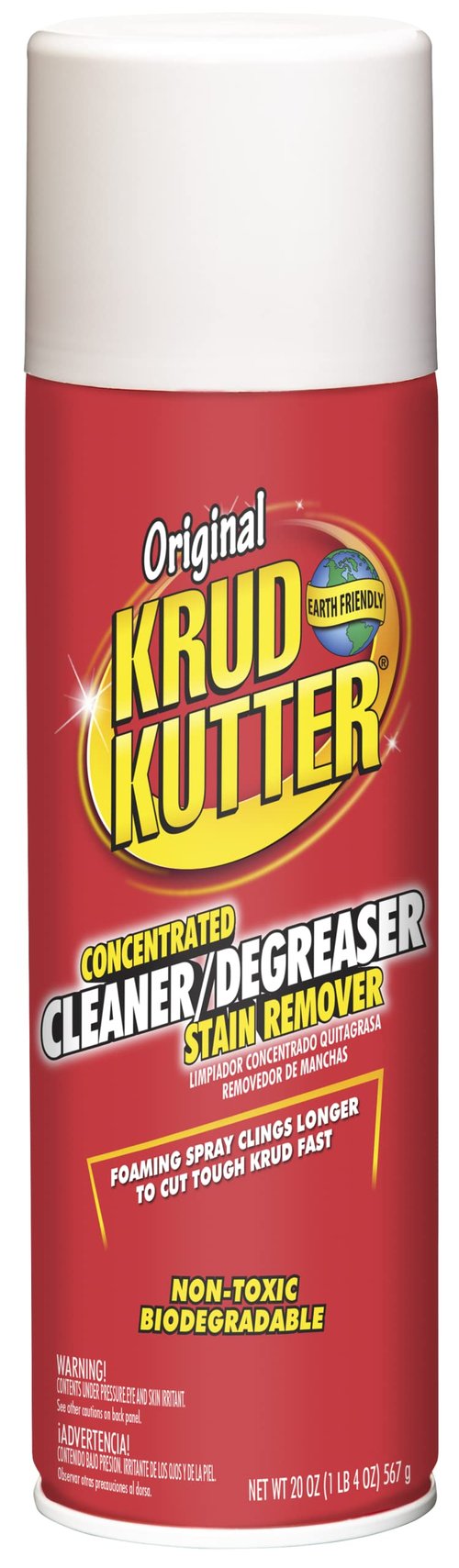 Krud Kutter Original Cleaner Degreaser Aerosol, 20 oz, Heavy Duty Spray for Grease, Oil and Tough Stains, All Purpose Multi Surface Cleaner for Kitchen, Garage, Tools and Equipment