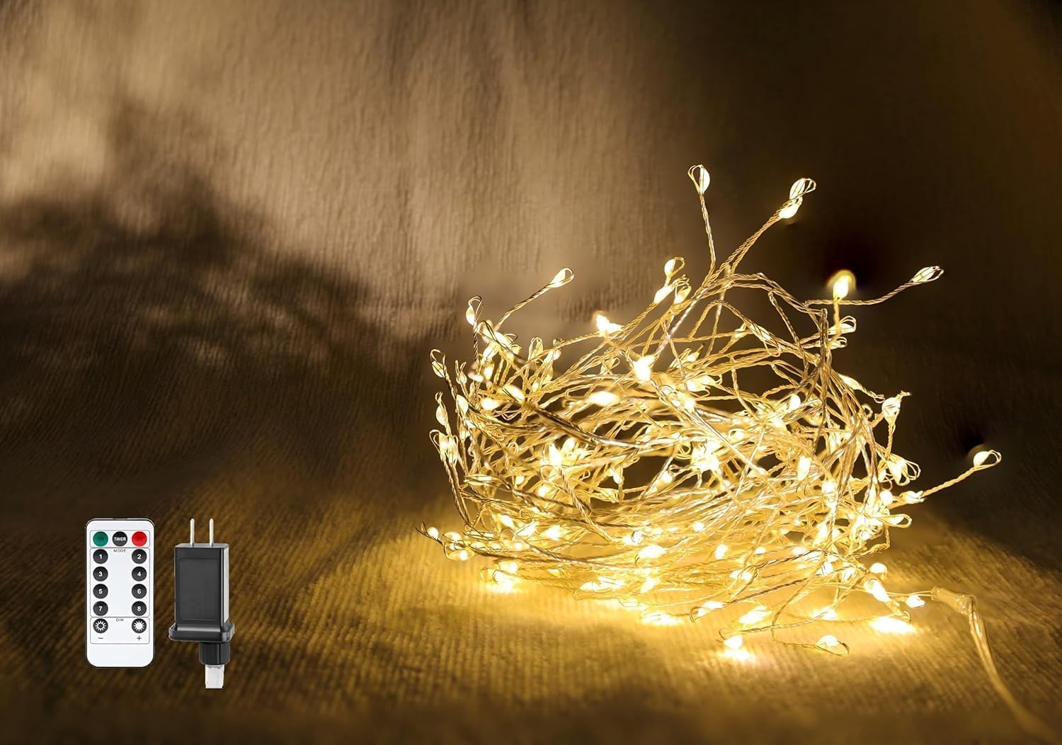 Skiennix Fairy Lights - 10 Feet 200 LEDs Waterproof String Lights with Remote | 8 Lighting Modes, Warm White
