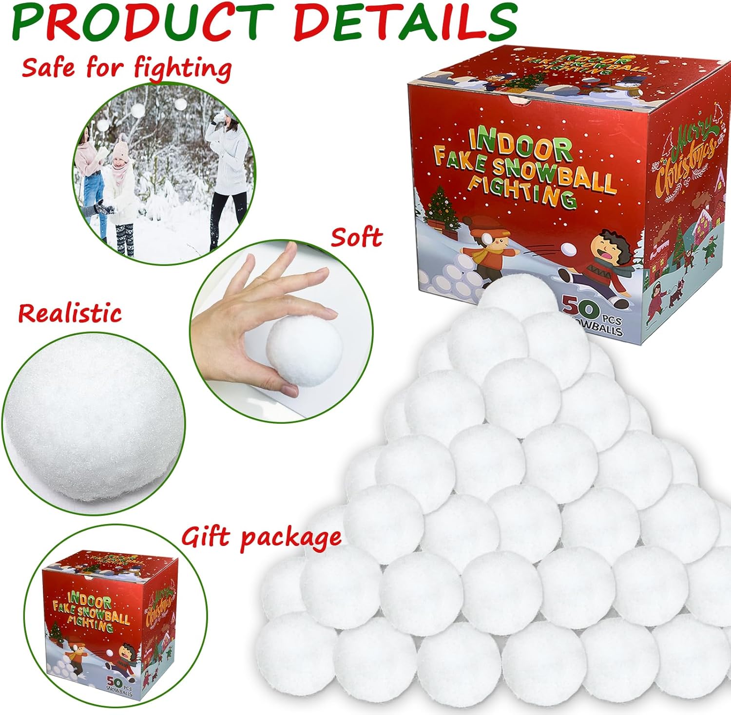 Skiennix Reusable Water Balls - 50 Pack Fake Snowballs for Outdoor Fun | Indoor Activity Toys for All Ages