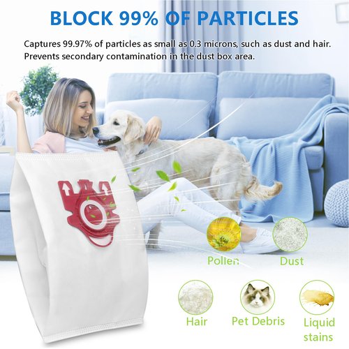 14 Pack 3D Airclean FJM Replacement Vacuum Bags Compatible with Miele Classic C1, Complete C1, C2, C3, S400i S600 S2 S5 S8 Series, with 4 MP Filters, 4 AC Filters
