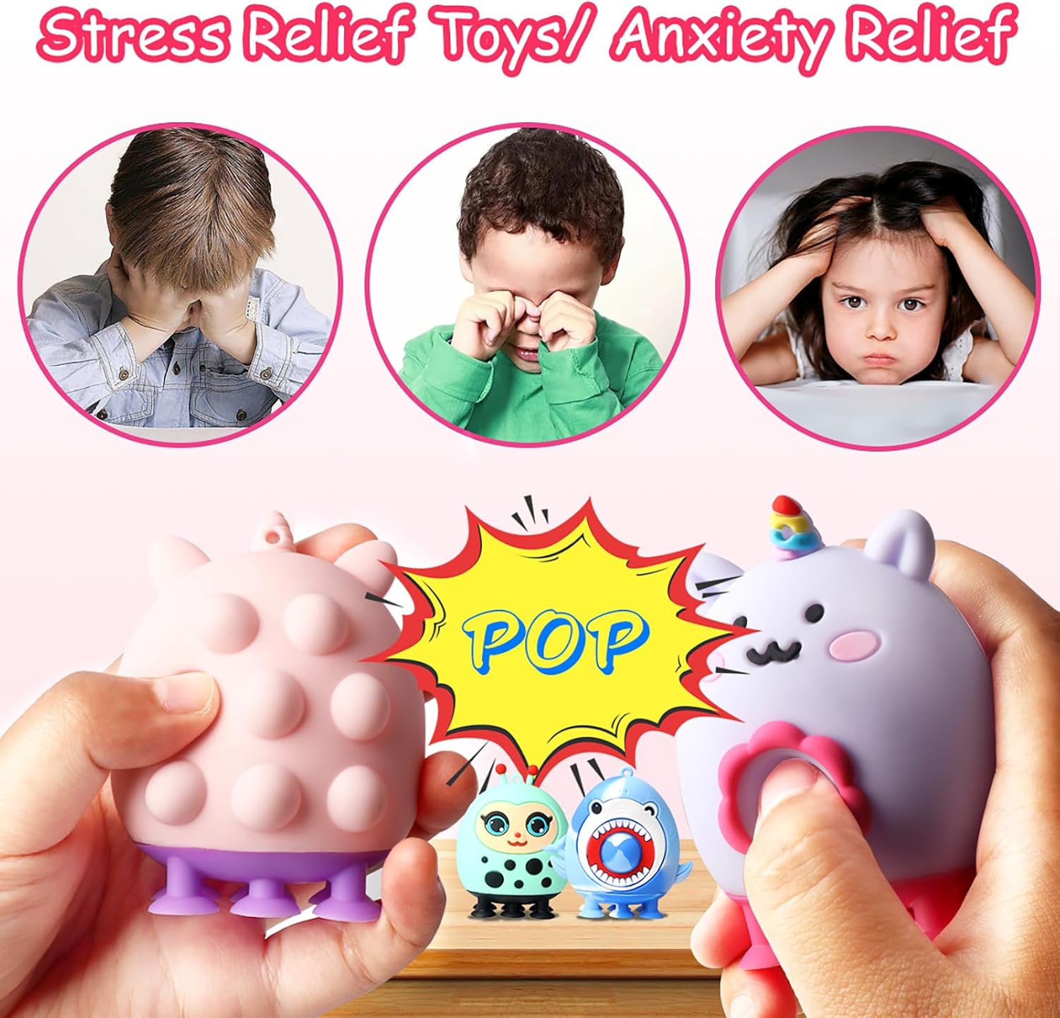 Skiennix 12 PCS Animal Suction Pop Fidget Toys - 3D Silicone Fun for Kids | Party Favors & Prizes