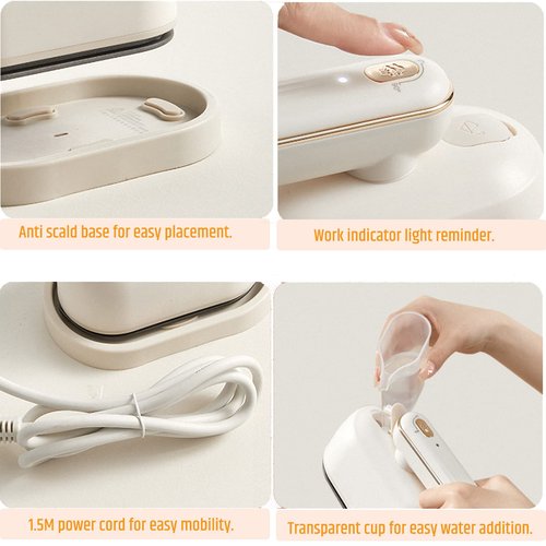 RULA Travel Steamer iron for Clothes Steamer Handheld Mini Steam Iron Portable Clothing Steamer Small Dry and Wet Ironing Machine 2 in 1, Fast Heat Up, 120V 1000W, White