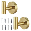 Homagic Towel Hooks for Bathroom 2 Packs Screw- in Gold Wall Mount Towel Holder Towel Rack, Heavy Duty Robe Coat Loofah Hooks for Shower, Kitchen,Hotel, Pool Tile, Brick Modern Style Decor Wall Hooks