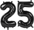 Black Number 25 Balloon - 40 Inch 25th Birthday Decoration for Men & Women | Elegant Party Supplies