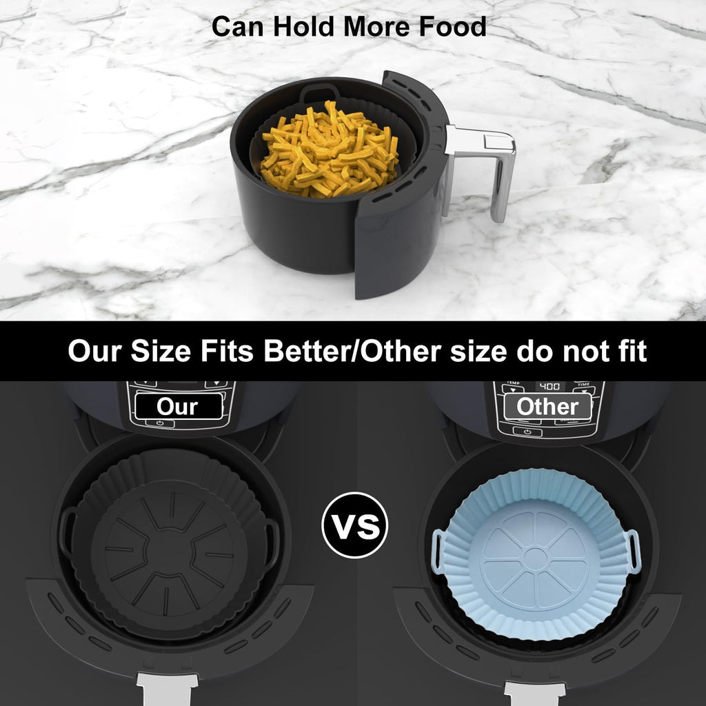 Ninja Silicone Air Fryer Liners - Reusable Food Grade 3-Pack for 4-5.3QT Models | Compatible with COSORI & Tefal
