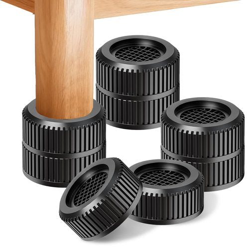 Round Bed Risers Furniture Risers – Heavy Duty Anti-Slip Adjustable(1.3" - 3.7" Hgt) Bed Lifts Riser for Desk, Table, Couch, Sofa, Chair, Refrigerator & Washing Machine (2.5 Inch, Black, 4 Pack )