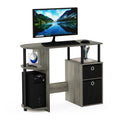 Furinno JAYA Desk, 38.4" Wide Gaming Desk with Bin Drawers, Computer Desk with Side Shelf, Office Desk for Study, Home Office, Bedroom, Dorm, Study Room, French Oak