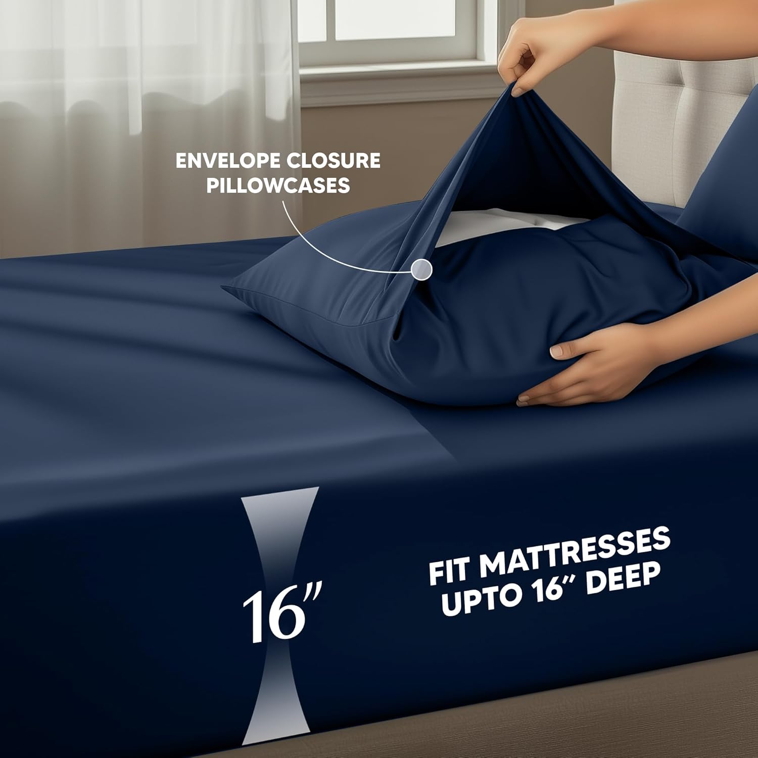 Utopia Bedding King Size Sheet Set - Soft, Breathable Microfiber | 4-Piece in Navy Blue, Oeko-Tex Certified