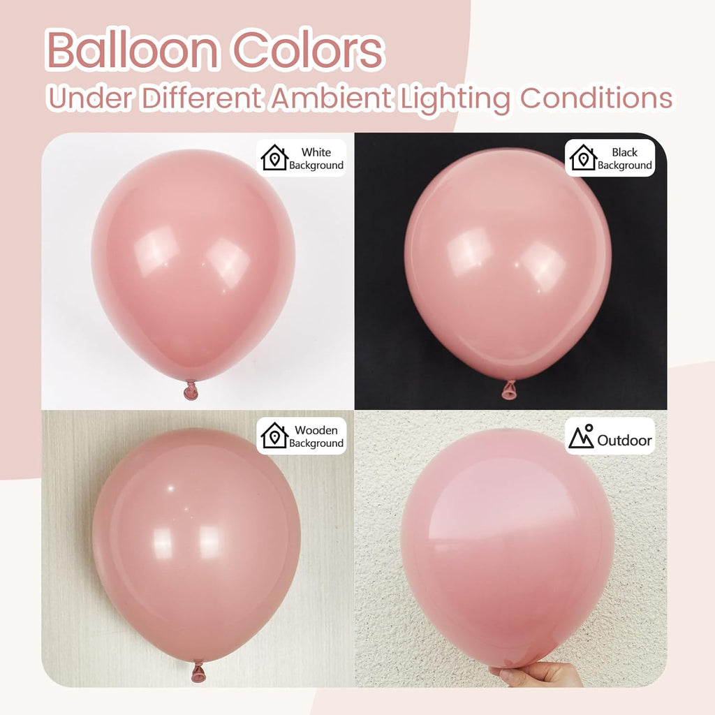 Skiennix Dusty Pink Balloons - 120-Piece Set in 5-18 Inch Sizes | Perfect for Weddings, Gender Reveals & Parties