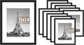 Upsimples 11x14 Picture Frame - Display 8x10 Photos with Mat or 11x14 Without Mat | Black Wall Hanging Decor