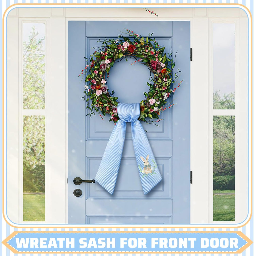 VitalCozy Easter Bunny Wreath Sash - Satin Ribbon for Monogrammed Decor | Indoor/Outdoor Use