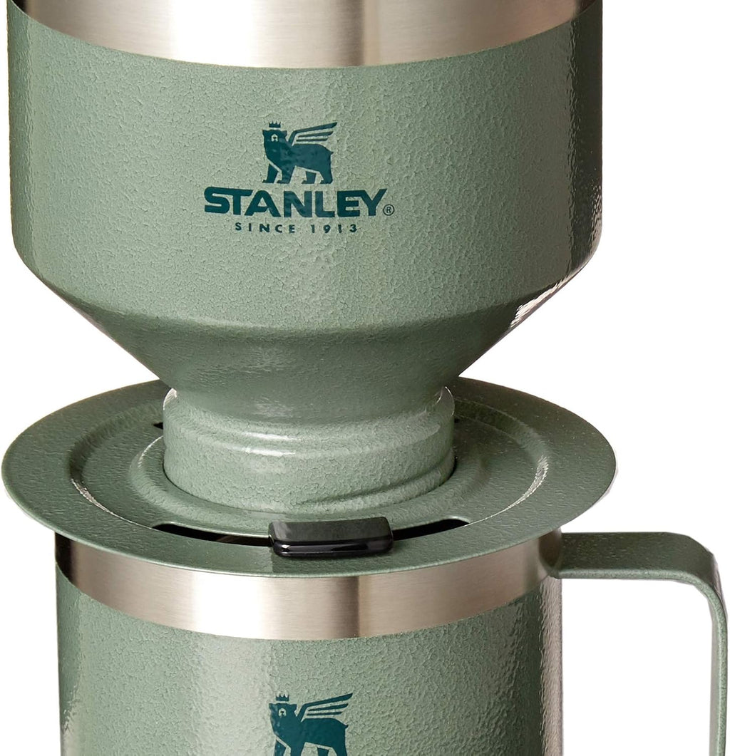 STANLEY Perfect Brew Pour Over Set - 12 oz Insulated Camp Mug with Lid & Reusable Filter - BPA-Free Hammertone Green