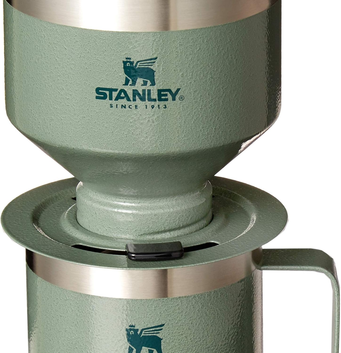 STANLEY Perfect Brew Pour Over Set - 12 oz Insulated Camp Mug with Lid & Reusable Filter - BPA-Free Hammertone Green