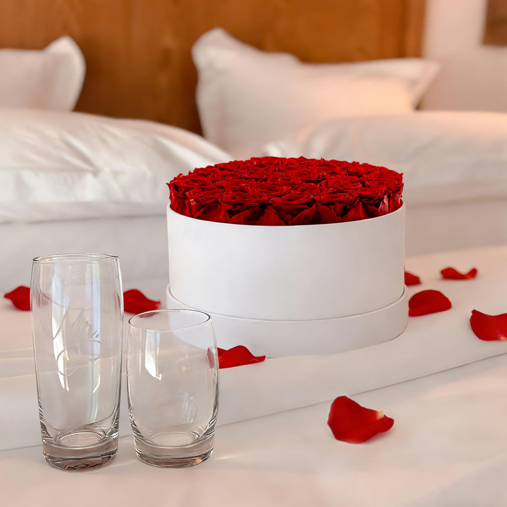 27 Forever Roses in Luxury White Box, Eternal Real Roses Birthday Gifts for Women, Preserved Flowers for Delivery Prime, Anniversary, Valentine's Day, Mothers Day for Mom (Red)