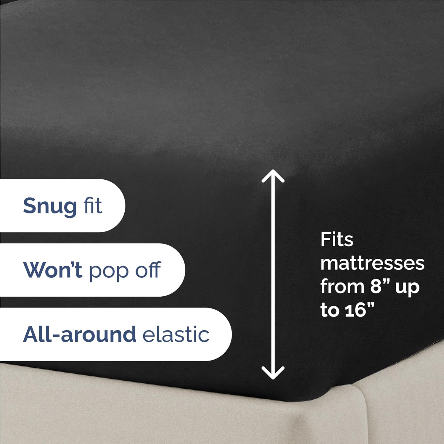 Skiennix Full Size 4-Piece Sheet Set - Comfy Cooling Bed Sheets | Ultra-Soft, Deep Pockets, Black