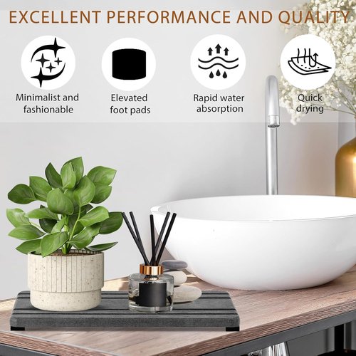 Diatomite Stone Sink Tray by DryingNeat - 3PCS Water Absorbing Coasters for Fast Drying | 8x4 & 4x4 Inch Sizes