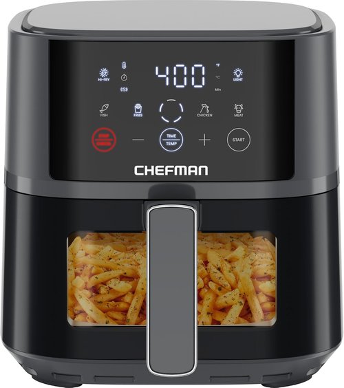 Chefman Air Fryer - 4 QT Compact Air Fryer with Hi-Fry Technology for Extra Crisp Meals - Grey