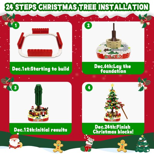 Advent Calendar 2025 - Christmas Tree Building Set 24 Days Christmas Countdown Calendar, Christmas Countdown Gift, Advent Calendar for Adults, Boys, Girls & Teen Girls