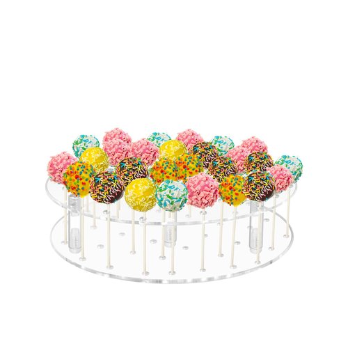 ELEGICKLIP 36 Holes Cake Pop Display Stand Holder -Clear Round Acrylic Lollipop Display Stand Perfect for Party and Birthday Celebrations