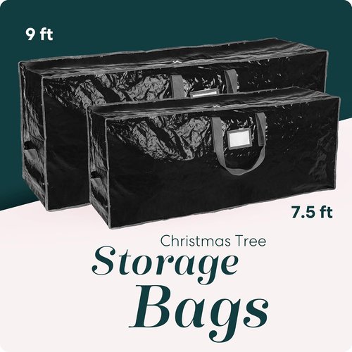Christmas Tree Storage Bag - Durable Waterproof Zippered Bag for 9-Foot Artificial Tree | Protects Against Dust & Moisture (Black)