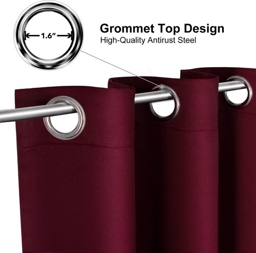 ChrisDowa Burgundy Curtains - 78-Inch Long Thermal Insulated Grommet Panels for Bedroom & Living Room | 2-Panel Set
