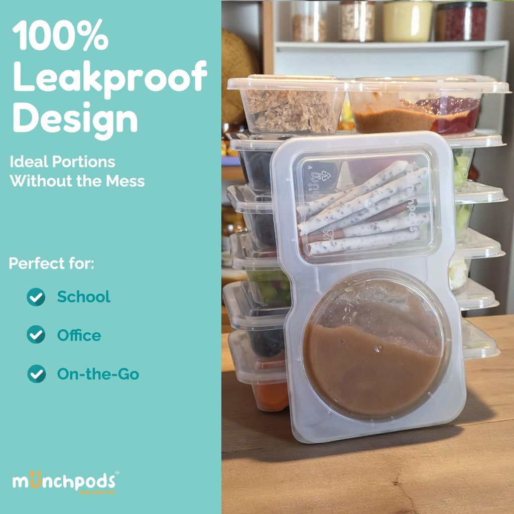Skiennix Reusable Snack Containers - 20 Pack with Lids | Double Compartment for Kids' On-the-Go Meals