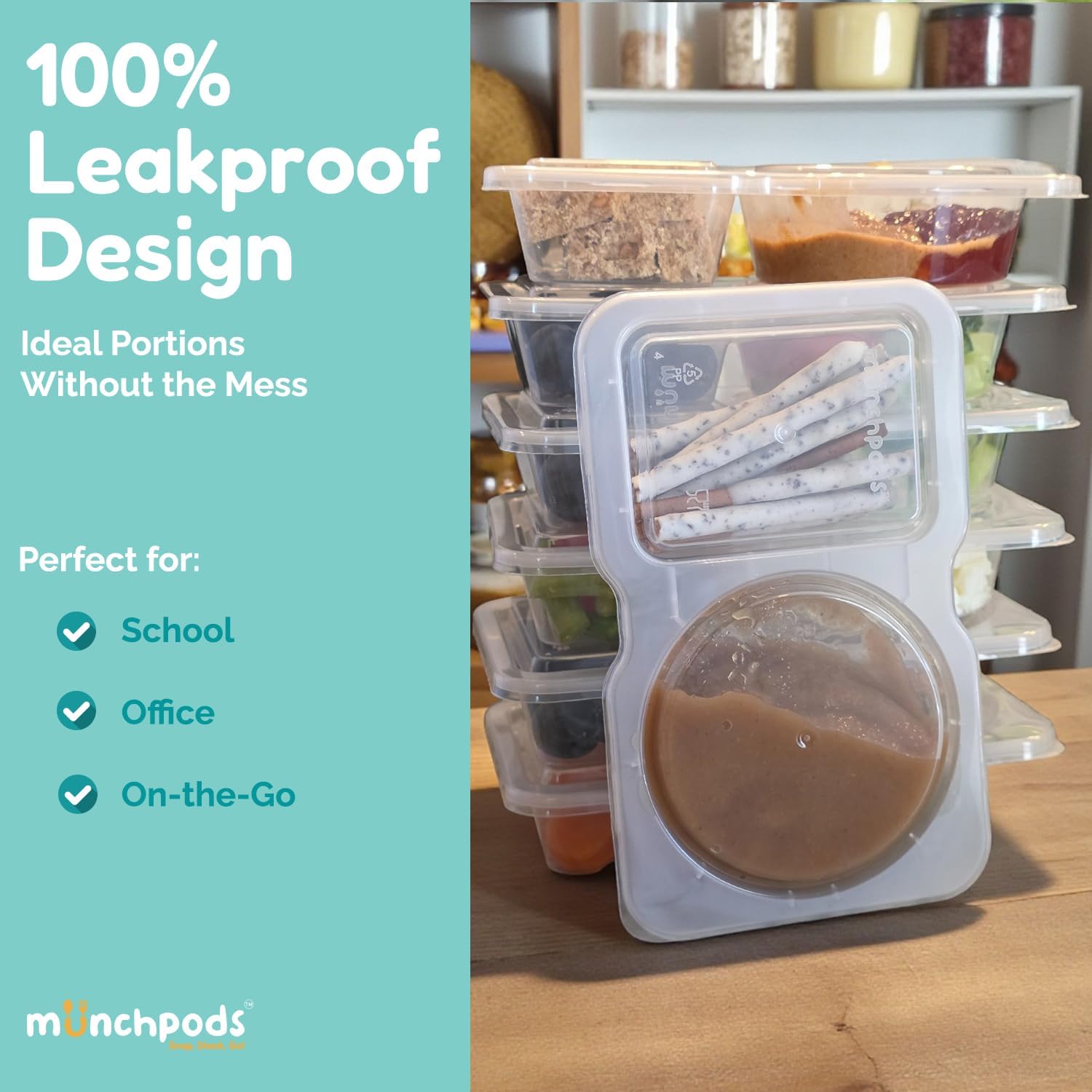 Skiennix Reusable Snack Containers - 20 Pack with Lids | Double Compartment for Kids' On-the-Go Meals