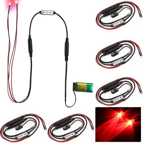 Treela 6 Pcs Halloween Glowing Red Eyes LED Light Eyes Cosplay Light up Prop for Mask Skeleton with Effects Controller(Red)